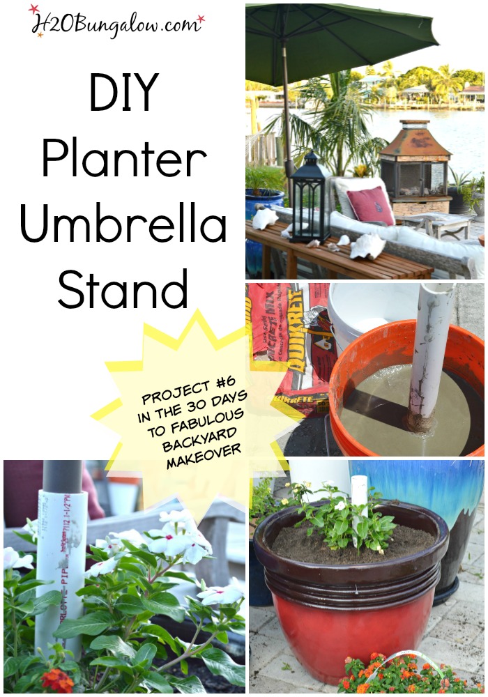 DIY Planter Umbrella Stand Tutorial - H2OBungalow