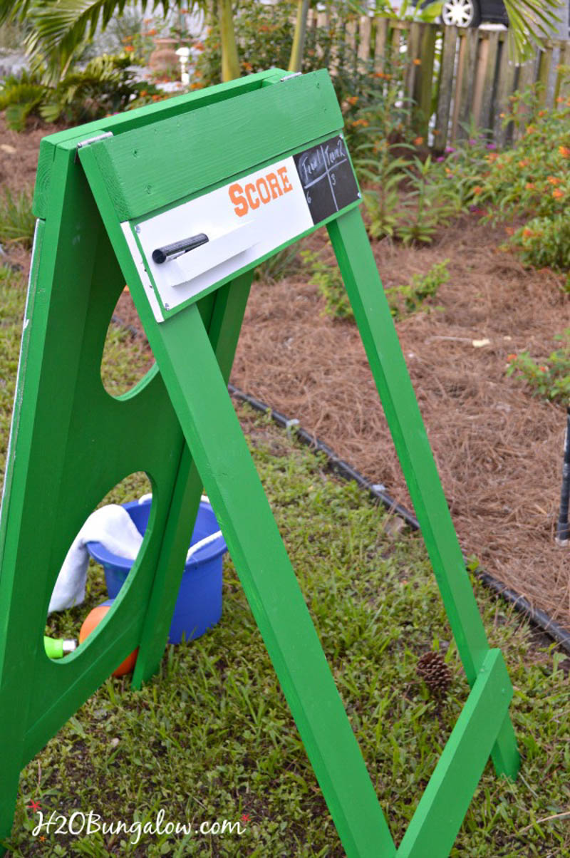 completed DIY football toss game