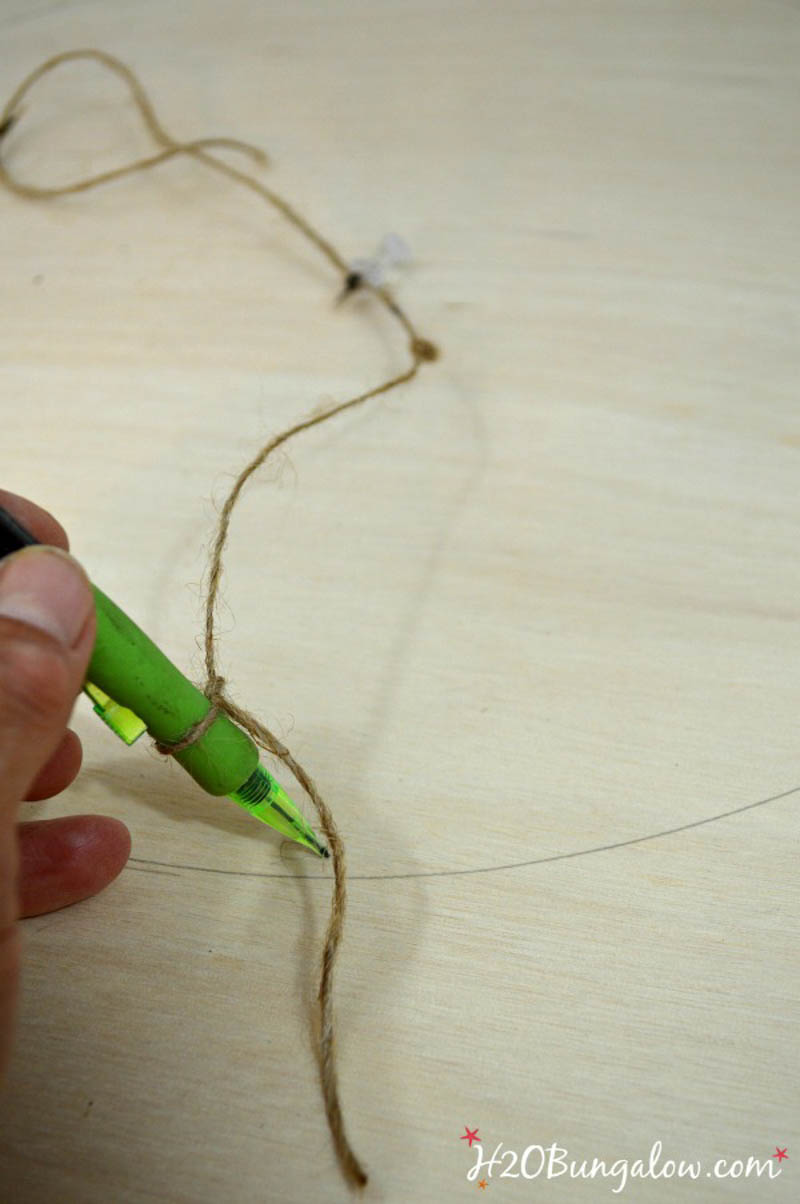 drawing circle for cut out on DIY football toss game