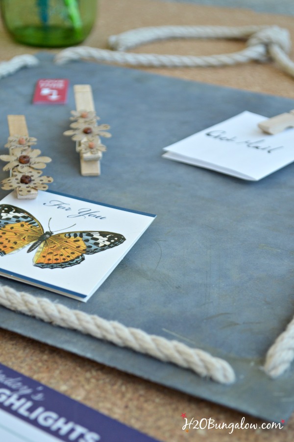 A DIY faux zinc magnetic memo board elevates the boring old memo board we know. Tons of uses for this creative and easy faux zinc finish tutorial. 