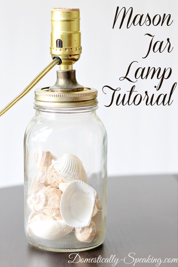 DIY seashell mason jar lamp 