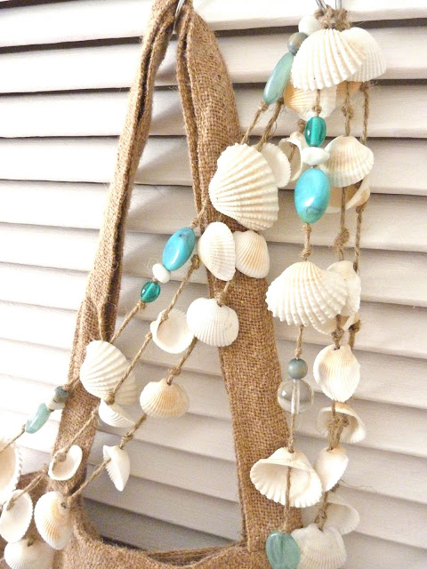 Seashell door hanging / sea shell art / Seashell wall hanging