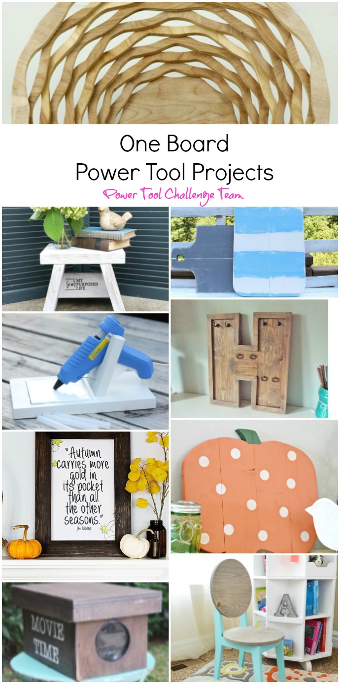 Easy DIY wood pumpkin cutout tutorial to make a hanging or standing wood pumpkin with one board. Easy DIY project for all skill levels. Plus 8 more easy one board projects by the Power Tool Challenge Team. Find them all at H2OBungalow 