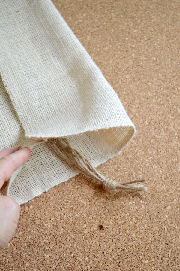 burlap cut for pumpkin