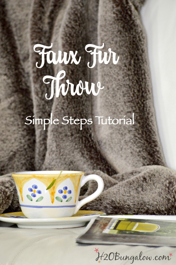 Step by step instructions on how to make a DIY faux fur throw. Tutorial includes special tips for working with faux fur not commonly known. Easy DIY. H2OBungalow 