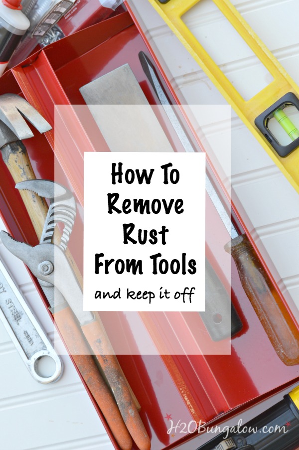 Simple DIY tutorial on how to remove rust from tools and keep it off. Use ingredients from your kitchen to safely remove rust. Works great on other metal items too. Video included by H2OBungalow