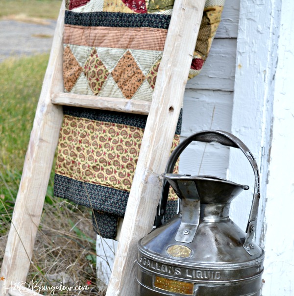 How to make a DIY vintage ladder tutorial. Simple assembly using pegs like old furniture was made. Instructions to add a rustic ages finish included. 