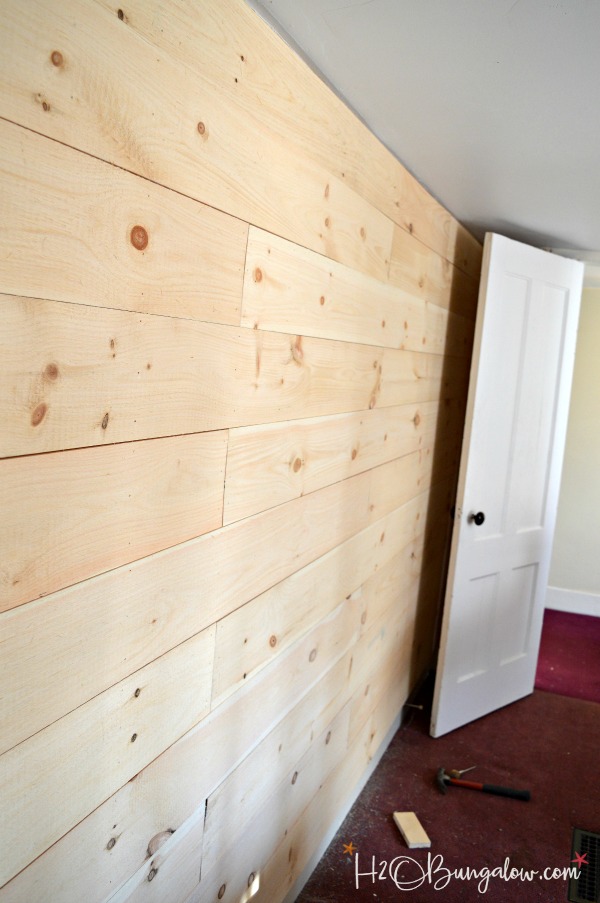 diy planked wall in bedroom