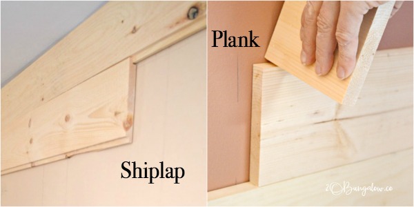 shiplap and plank wall image shown side by side