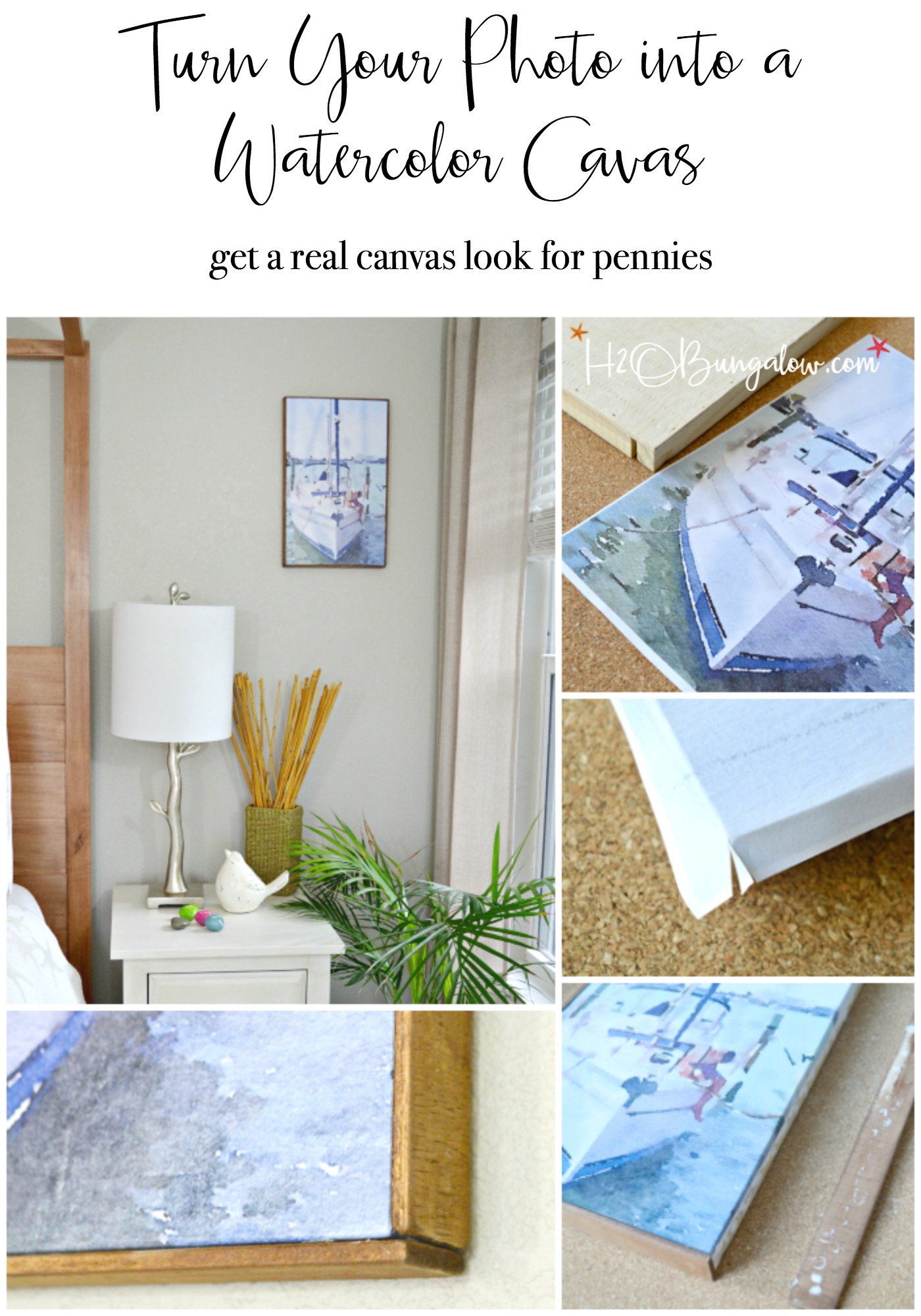 Easy DIY Photo Into Faux Canvas Print tutorial. Take any photo and make a faux canvas art for your home. Easy, inexpensive and looks great! 
