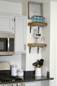 DIY Reclaimed Wood Kitchen Shelves - H2OBungalow