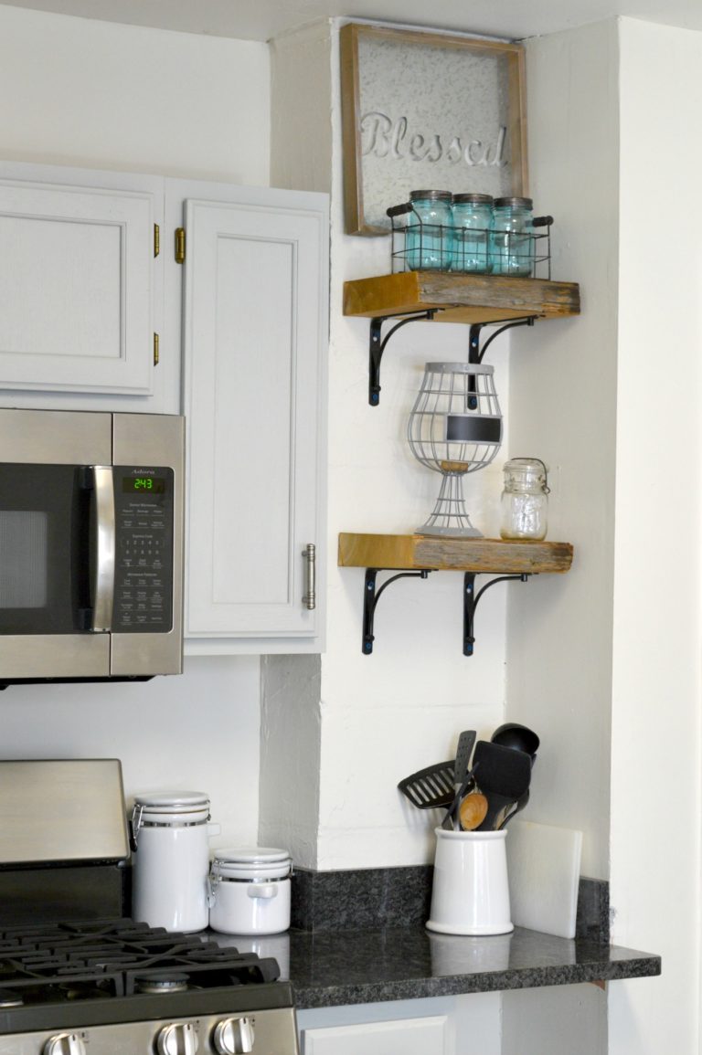 DIY Reclaimed Wood Kitchen Shelves H20Bungalow   Reclaimed Wood Shelf H2OBungalow  768x1155 