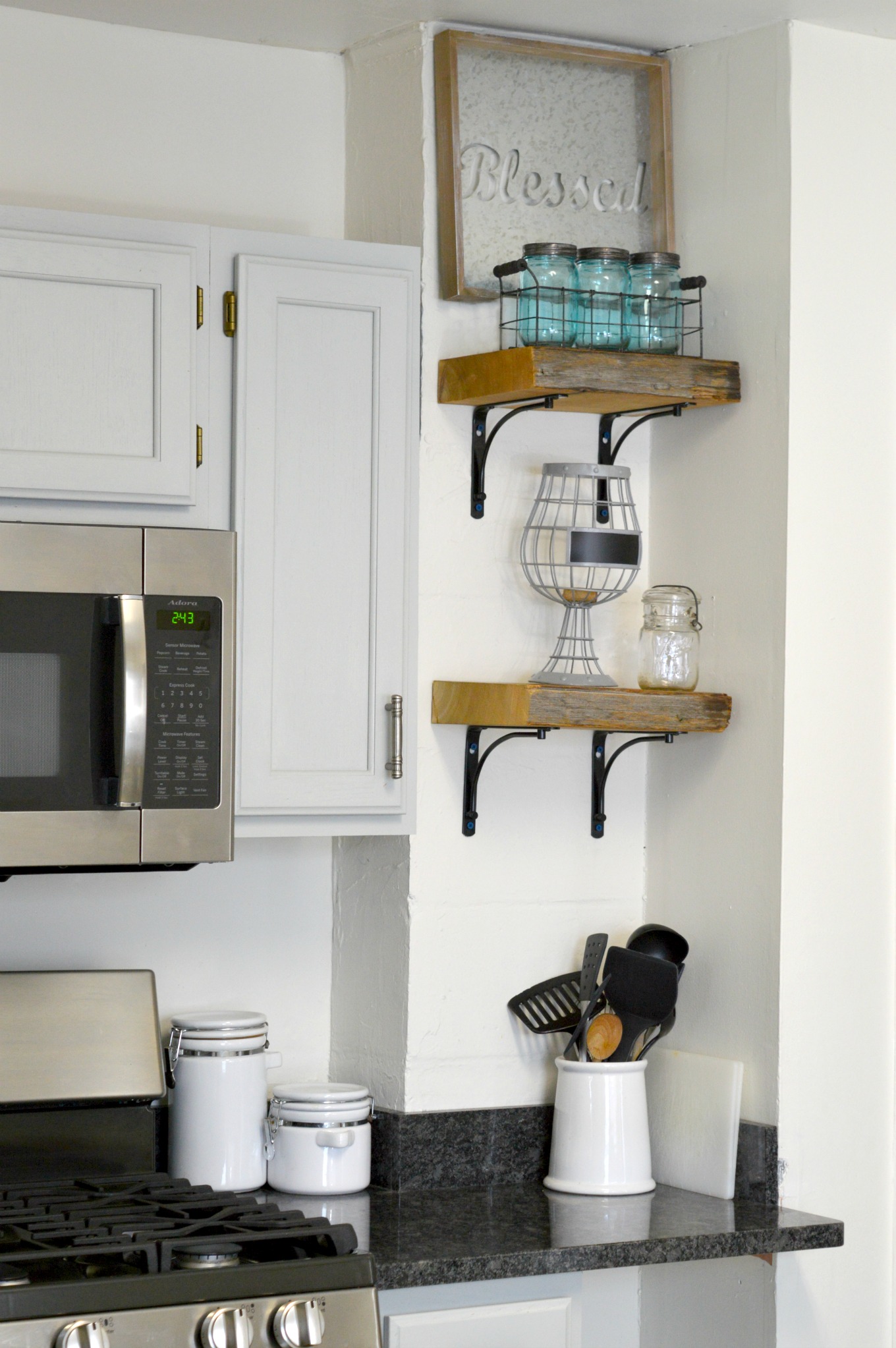 Replacing Barnwood Shelf with Two Open Shelves Above my Kitchen Sink