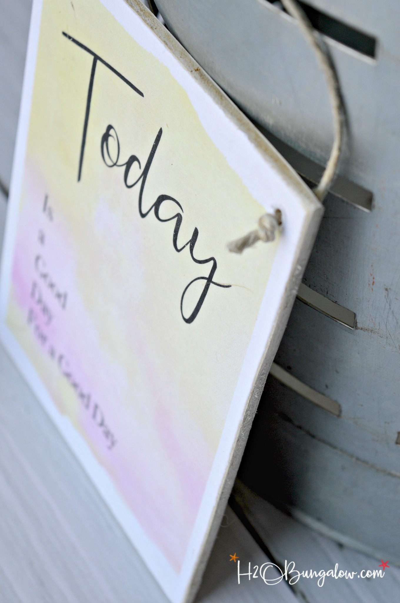Tutorial to make a DIY hanging wood plaque with inspirational saying Today is a Good Day For a Good Day includes a free downloadable graphic printable. 