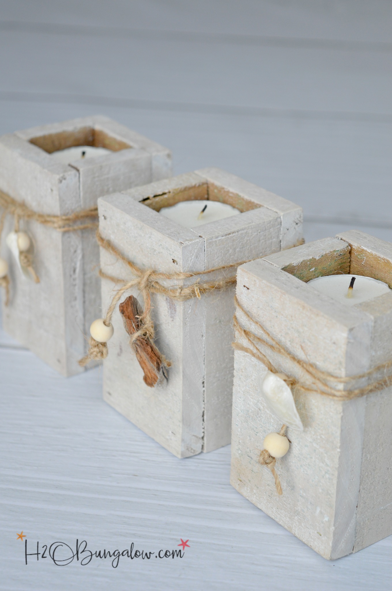 DIY Coastal Tealight Candle Holders - H2OBungalow