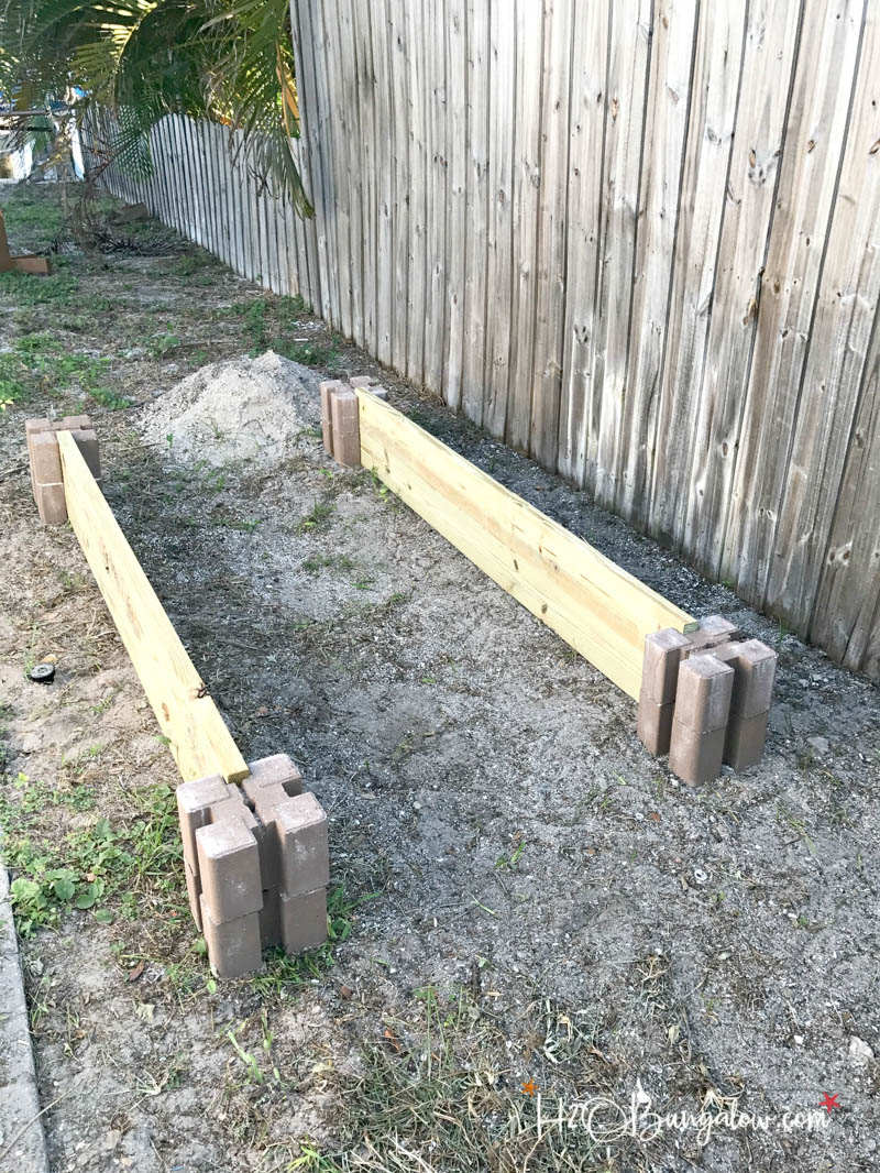 two sides of raised garden bed