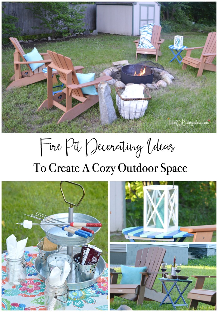 How to create a cozy outdoor space with these 6 must have fire pit decorating ideas. Tips to decorate a backyard fire pit for summer #outdoordecor #firepitideas #backyardfun