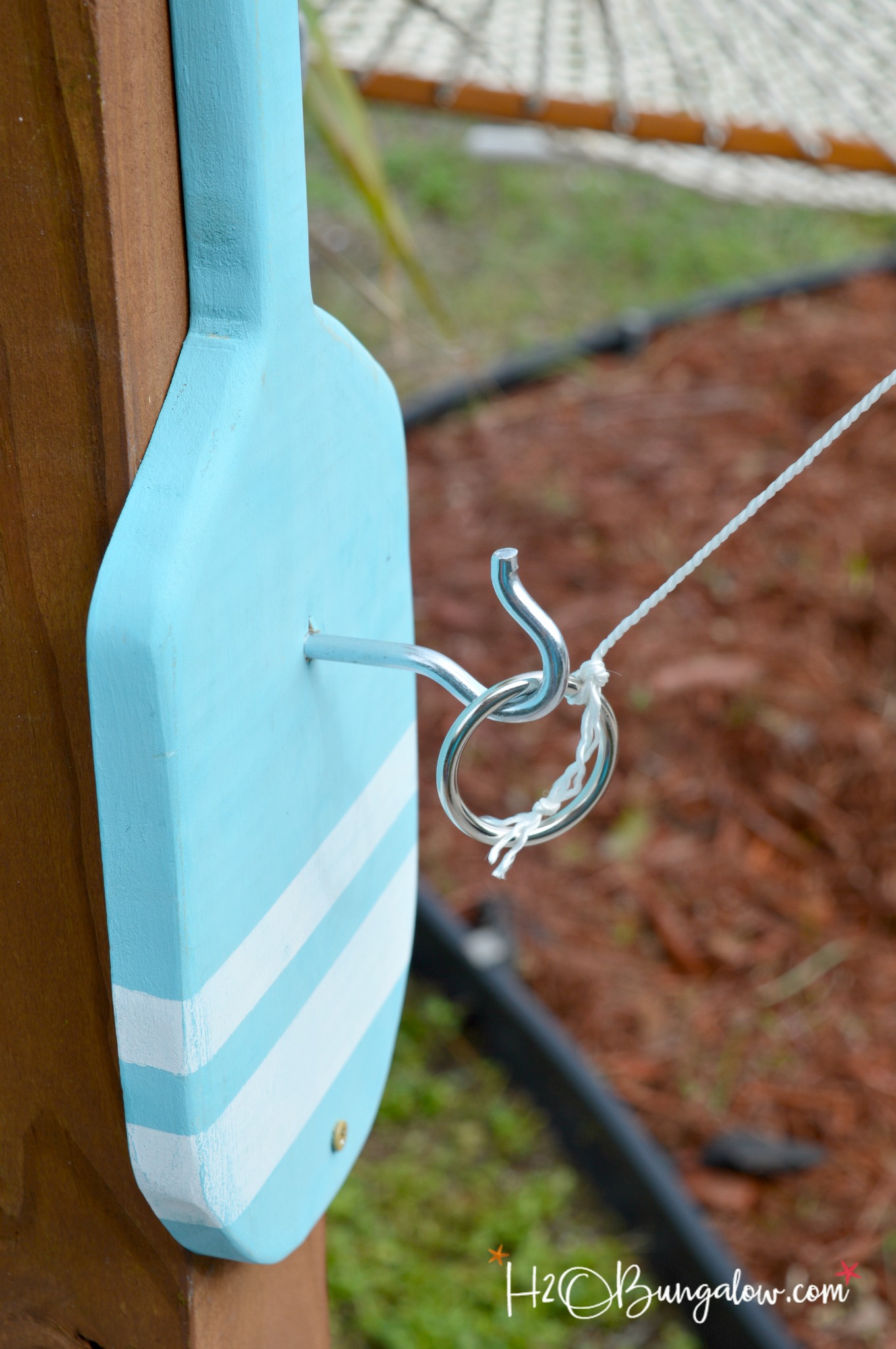 close up of hook and ring game outside