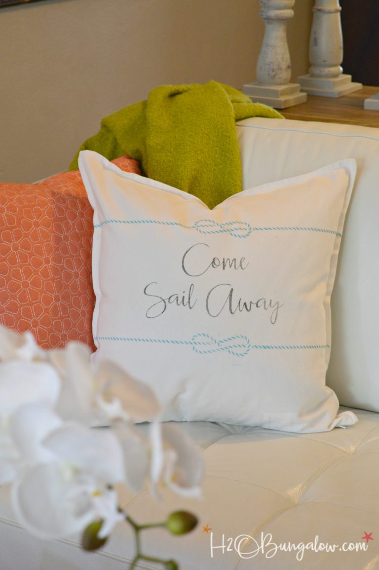 Nautical Come Sail Away Pillow Tutorial H2OBungalow