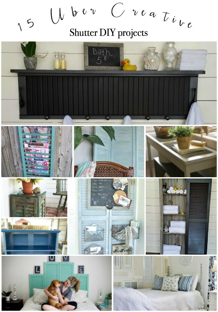 Fifteen favorite creative DIY shutter projects made from repurposed old wood shutters. Packed with useful ideas for old window shutters for home decor.