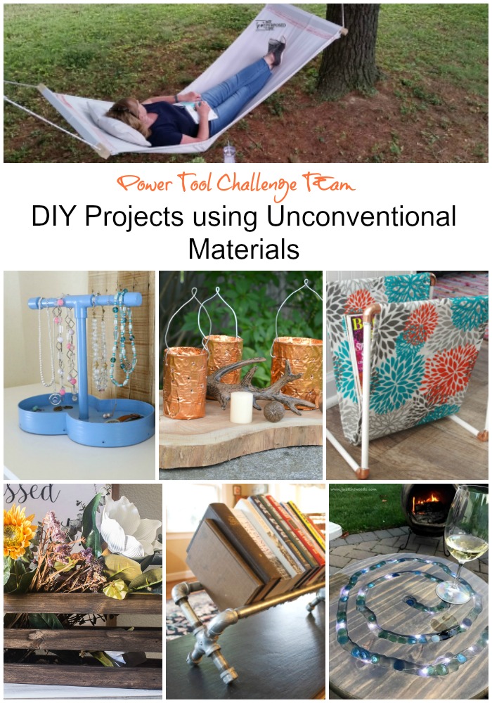 Power tool DIY projects with unconventional materials. 