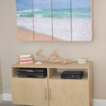 DIY media console with free plans tutorial. Build a media cabinet to hold electronics, add the matching wall mounted TV cabinet for under $150! Looks great in small spaces! Find over 450 DIY tutorials to make your home pretty at H2OBungalow.com #DIYmediaconsole