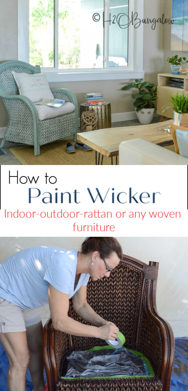 How To Paint Wicker Furniture Quickly And Easily H2obungalow - How To Paint Rattan Outdoor Furniture
