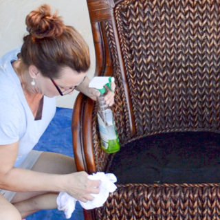 Cleaning woven wicker chair before painting