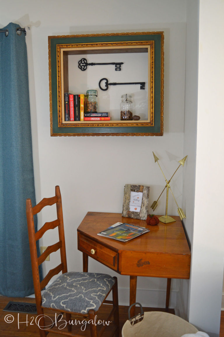 DIY Repurposed Picture Frame Wall Shelves H2OBungalow