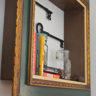 DIY repurposed picture frame wall shelves tutorial with instructions to make a shelf with a wood frame. Includes useful tips to hang frame wall shelves.