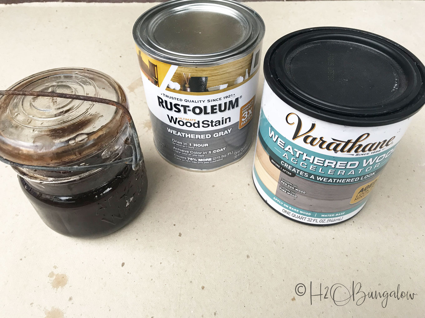 I compare 3 ways to age and weather wood using 2 popular stain products and a DIY weathered wood stain and the pros and cons. Recipe for DIY wood stain included.