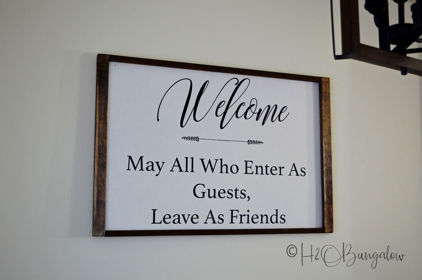 Tutorial for a DIY engineer print large welcome sign. Download my free graphic or follow the instructions and make your own large wood framed welcome sign.