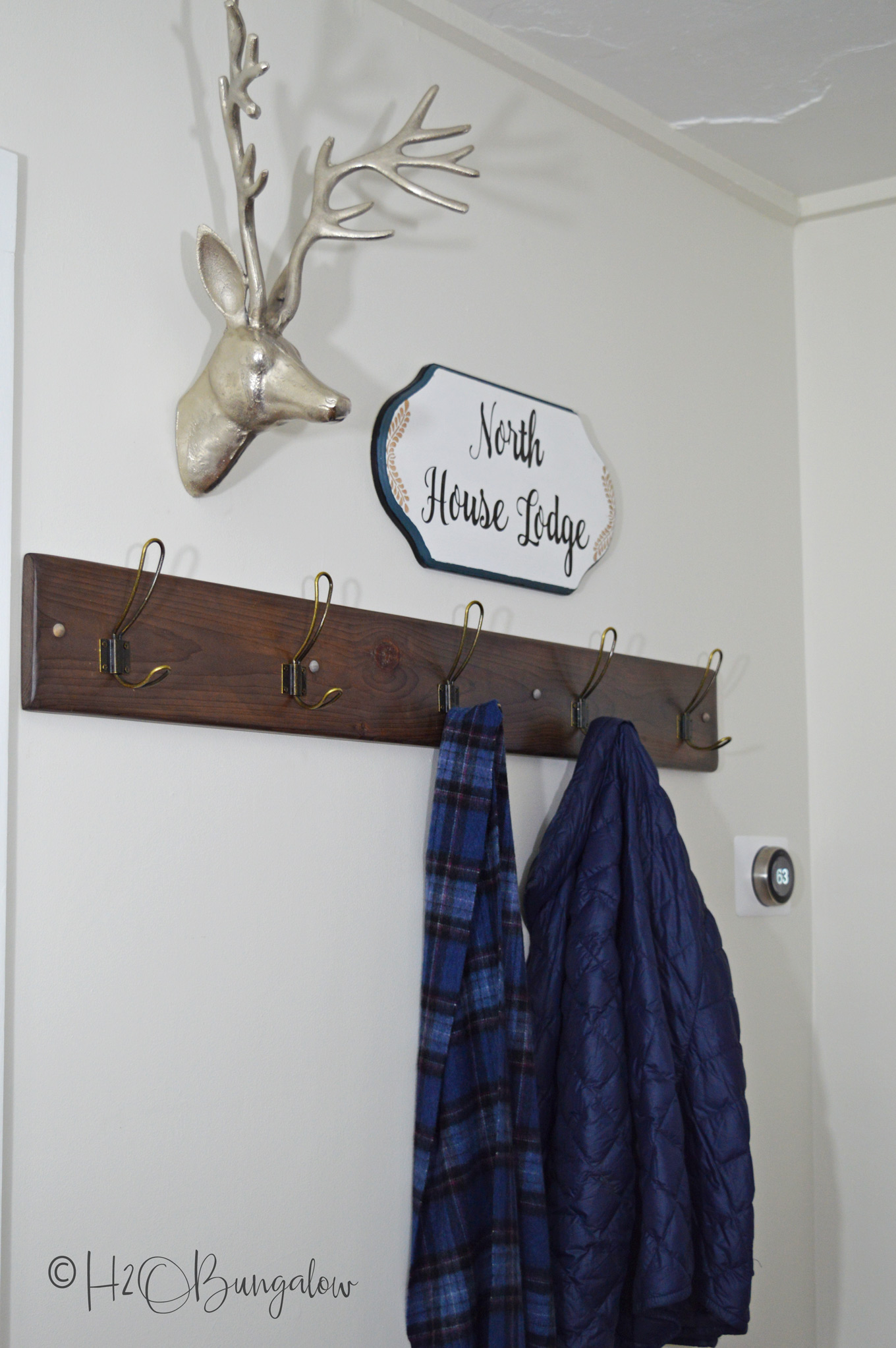 Modern Rustic Wooden Coat Rack Coat Hooks With Shelf Wall Mounted