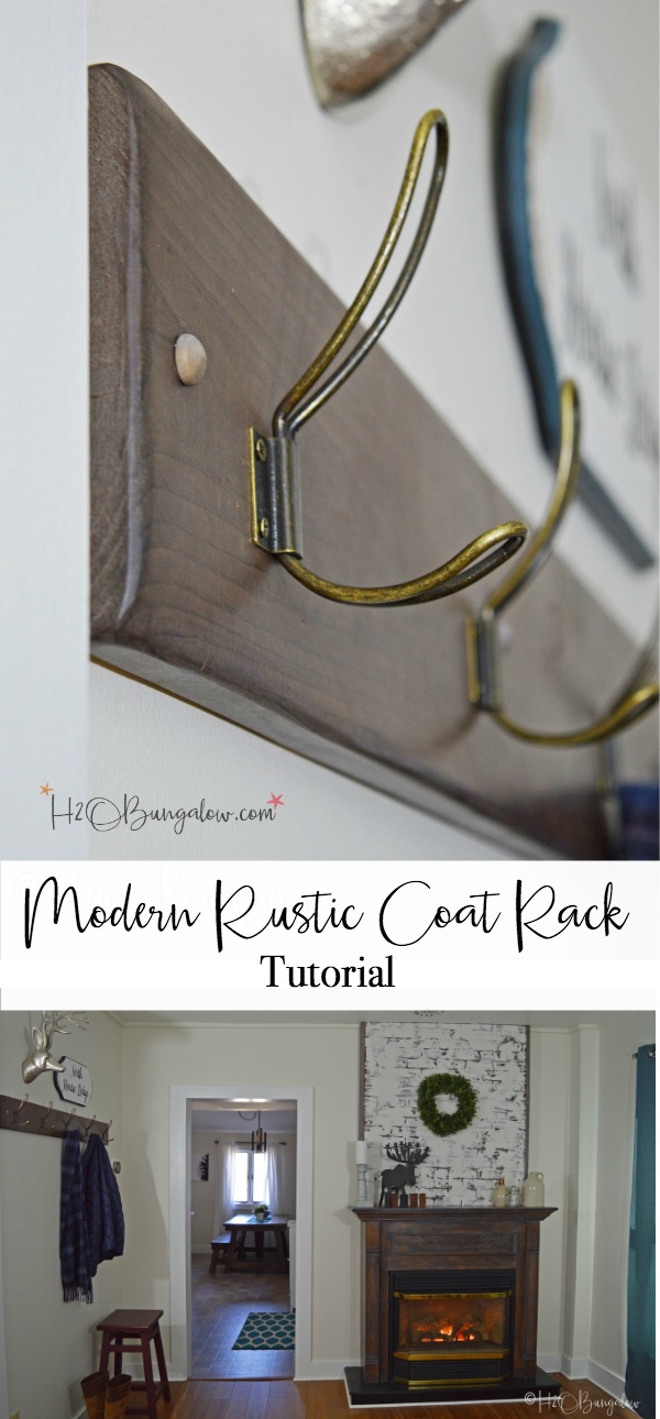 Instructions to make a quality DIY vintage hook coat rack that looks like it came from a designer store. Making a coat rack with hooks is simple,. I share how to add the extra touches that make it a wow DIY project. This coatrack fits perfectly in a modern rustic or modern farmhouse home. 