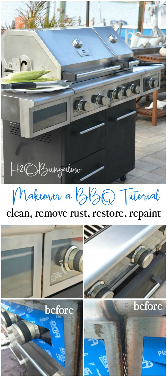 Tutorial on how to clean and makeover a barbecue grill with just a few products, a little elbow grease and some creativity. I turned my rusty old barbecue grill into a good looking almost new looking outdoor grill.  You can too. Works on all types of outdoor grills, natural gas, propane and charcoal.