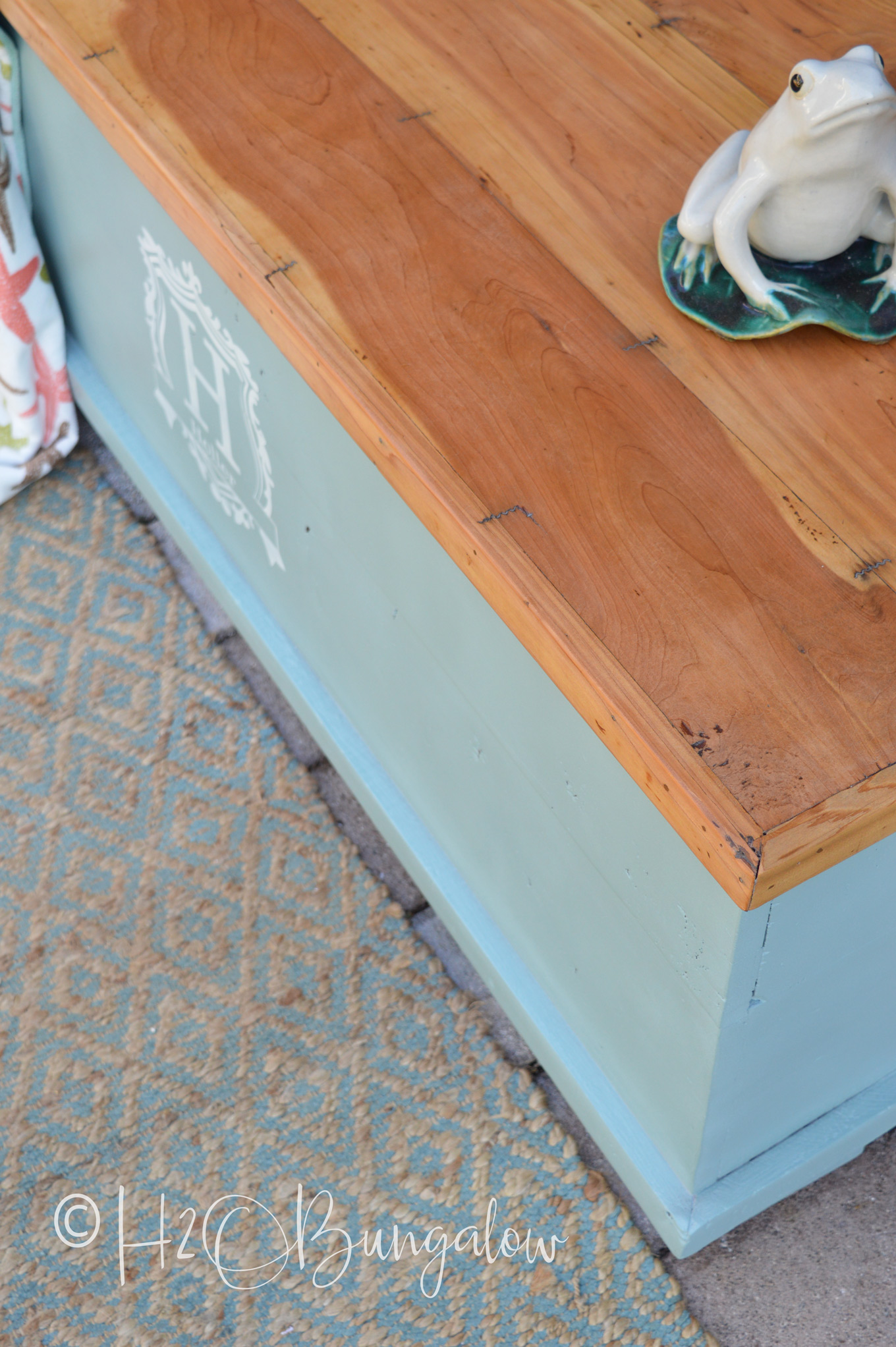 This wasn't just any old cedar chest makeover, it was a family heirloom that had been passed down from generations.  What I love about this tutorial is even though I'm sharing how to makeover a chest, you can use these same steps to makeover a dresser, a table or something else in the same style, a natural wood top and painted base. 