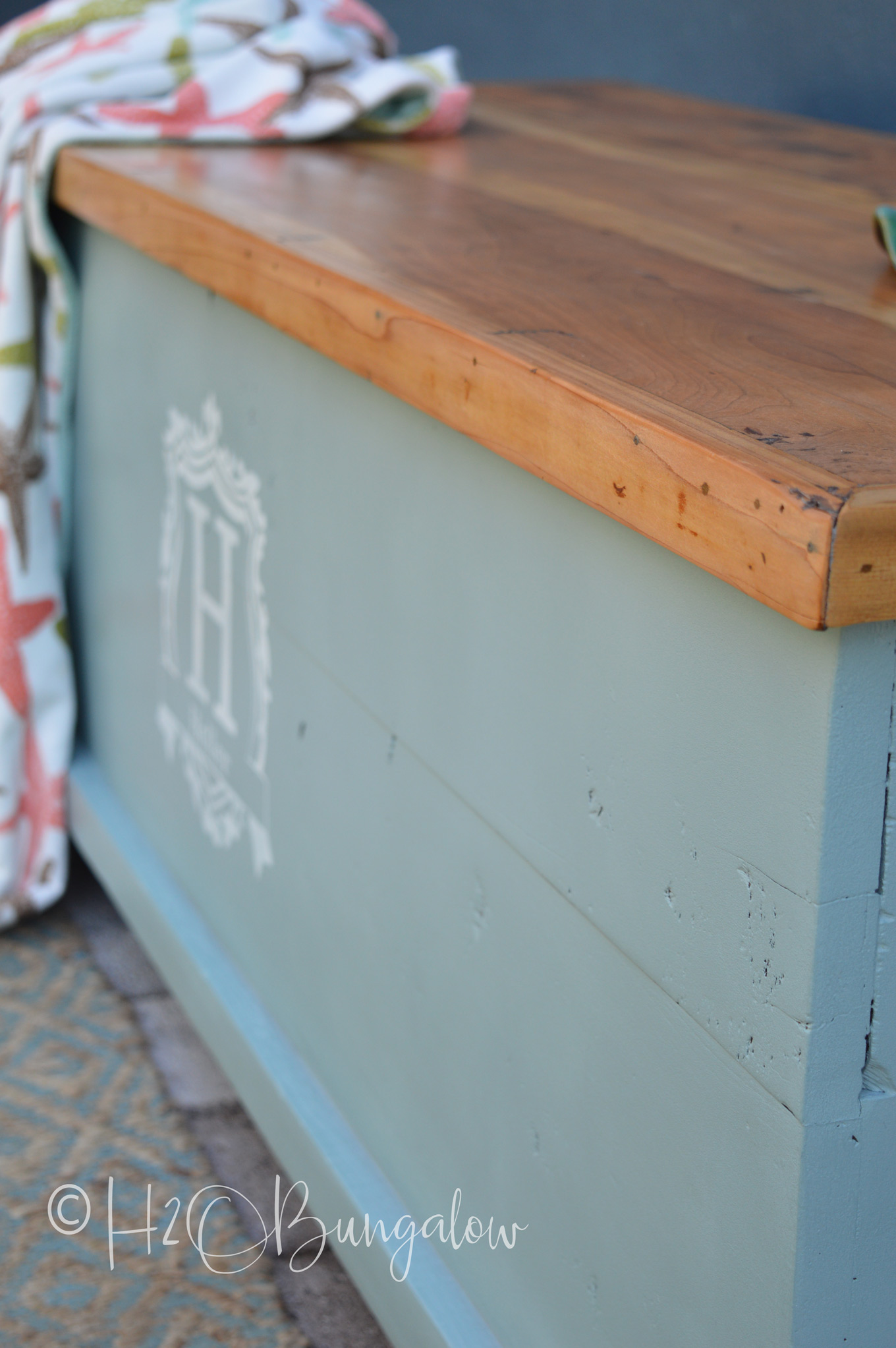 This wasn't just any old cedar chest makeover, it was a family heirloom that had been passed down from generations.  What I love about this tutorial is even though I'm sharing how to makeover a chest, you can use these same steps to makeover a dresser, a table or something else in the same style, a natural wood top and painted base. 