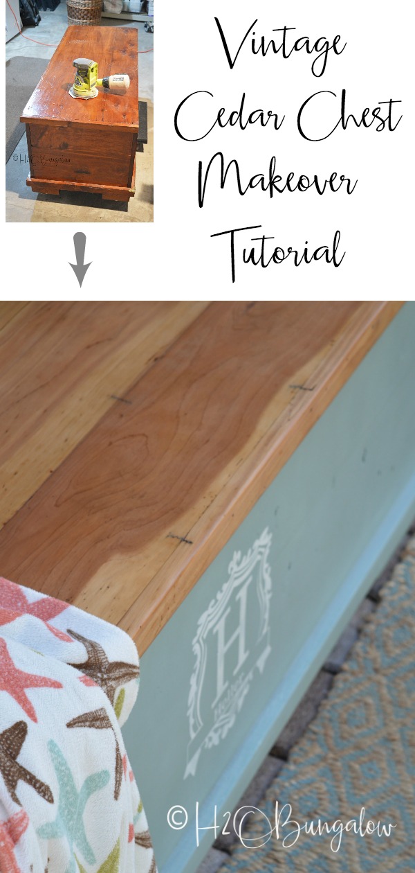 This wasn't just any old cedar chest makeover, it was a family heirloom that had been passed down from generations.  What I love about this tutorial is even though I'm sharing how to makeover a chest, you can use these same steps to makeover a dresser, a table or something else in the same style, a natural wood top and painted base. 