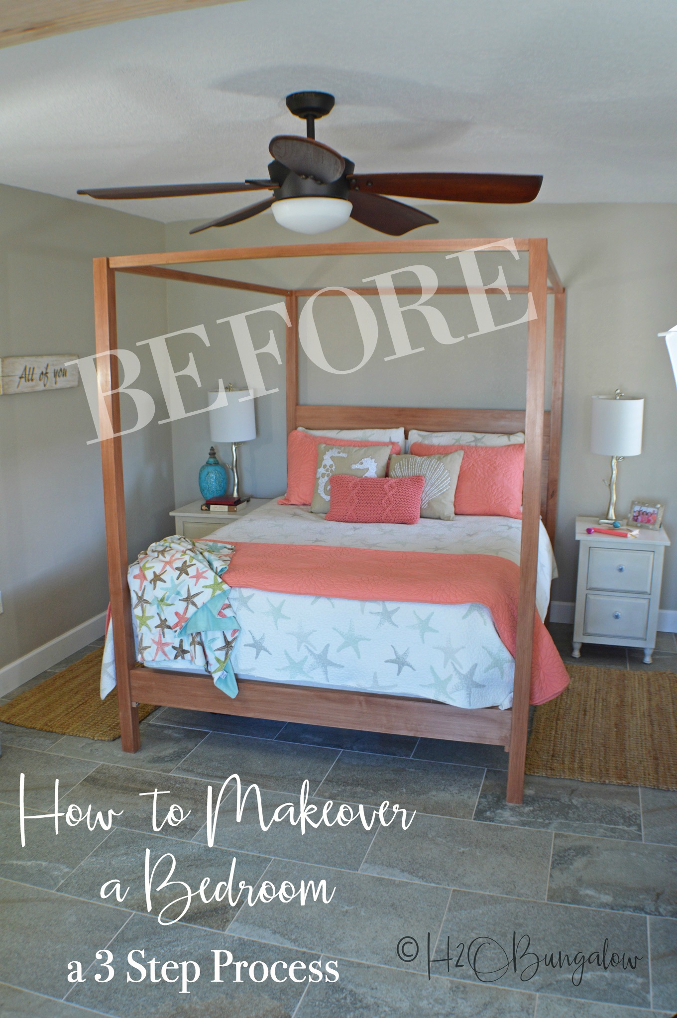 Today, I'm sharing how to makeover a bedroom in three steps. Changing decorating styles can be overwhelming, but when a bedroom makeover is broken into smaller steps it's much easier to achieve the results you want. Use these simple steps and tips on your next bedroom makeover to create the room of your dreams.