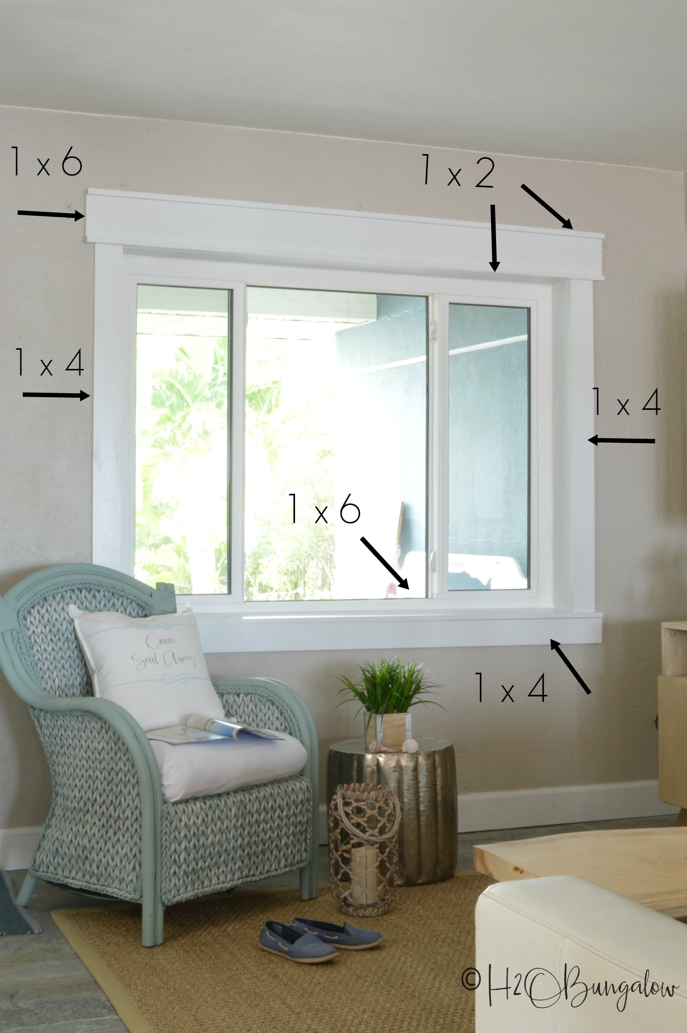 DIY craftsman style window trim tutorial for newbies. If you can cut a straight line, you can build window casings! No fancy cuts in this step by step guide to build craftsman style window casing trim. Use Finished Elegance prefinished boards and you don't need to paint! Includes time saving tips for installing window trim