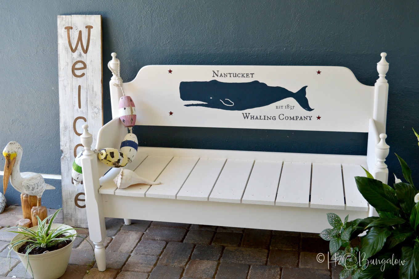 How to Paint Graphics on Furniture: Whale Bench Makeover Part 2 -  H2OBungalow