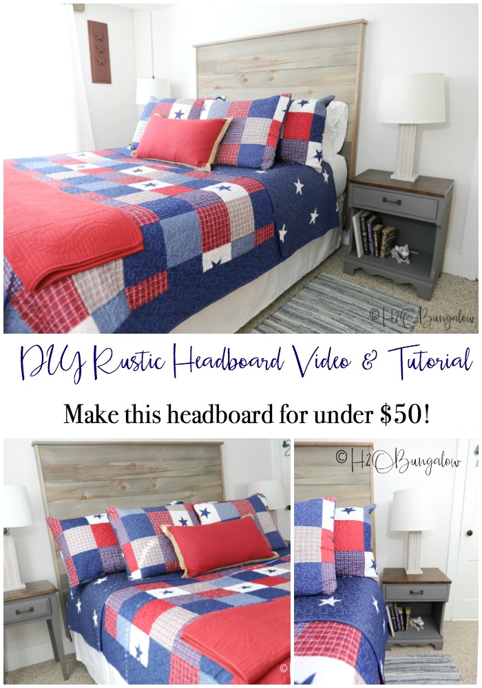 DIY rustic headboard tutorial with video to make a queen size wood headboard. Modify these plans for other bed sizes. Make a headboard for under $50 in a weekend! 