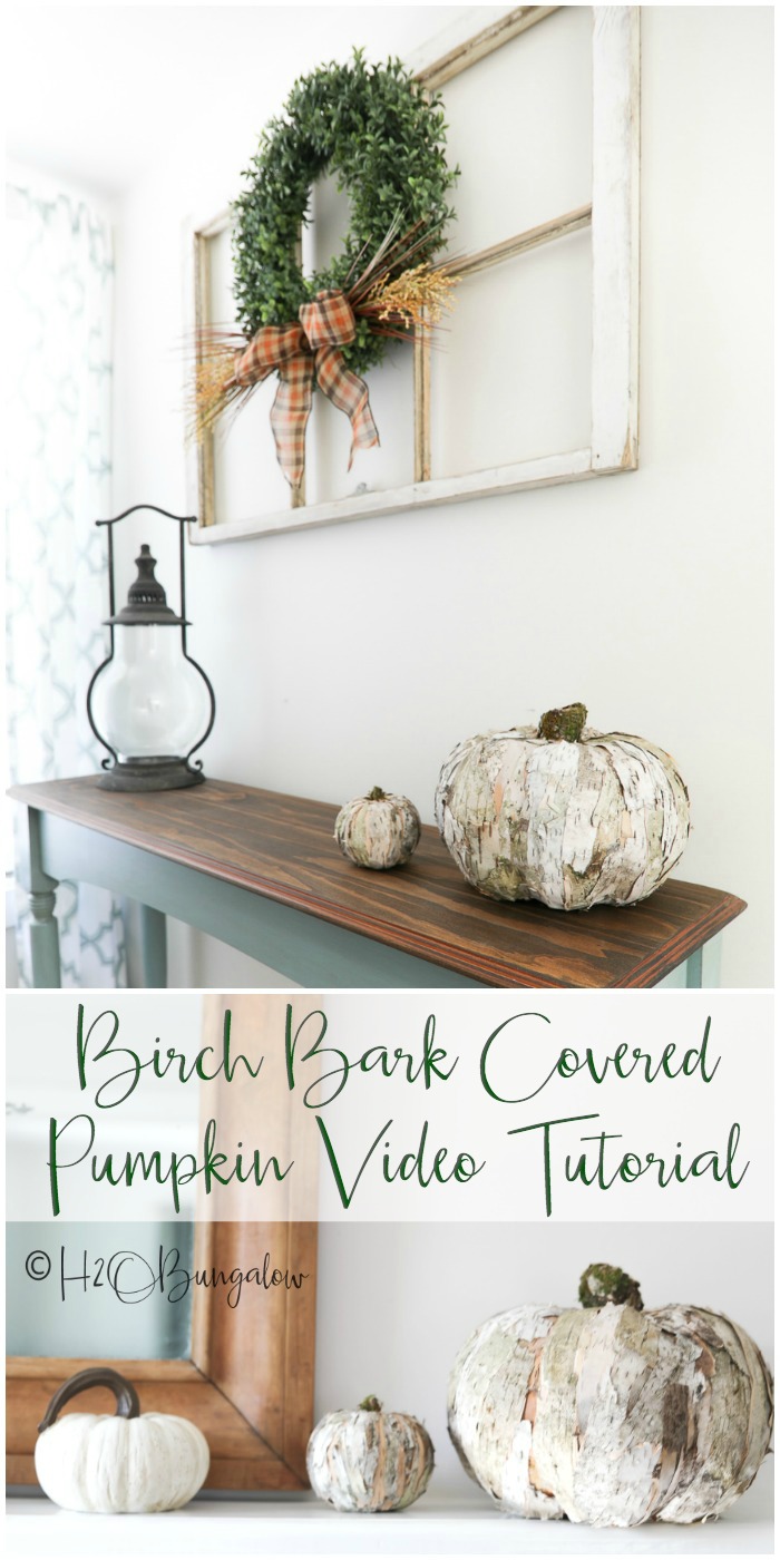 How to make a birch bark pumpkin image to pin to Pinterest