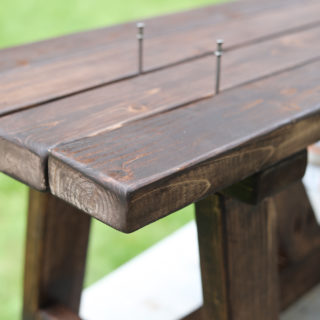 DIY rustic modern bench tutorial with extra woodworking tips for using plans to build a sturdy wood bench. Great bench design for contemporary or farmhouse.