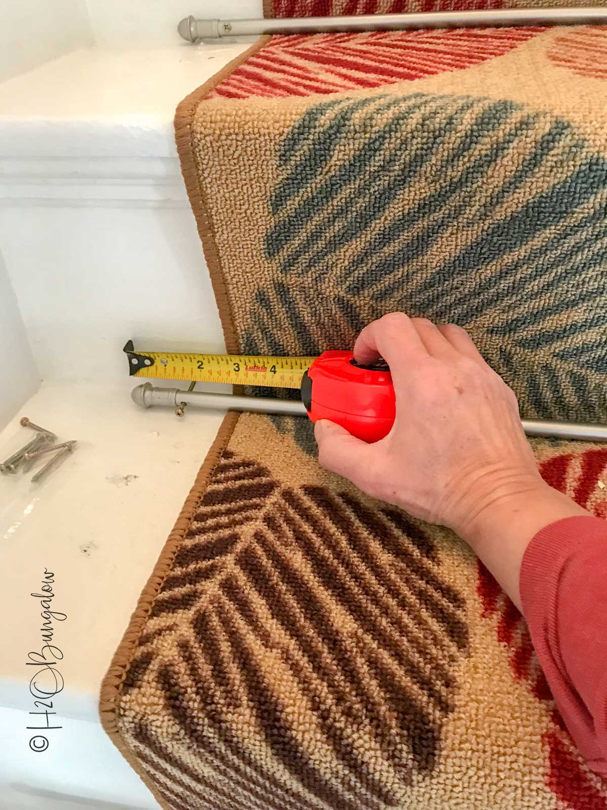 DIY Staircase Runner with Stair Rods