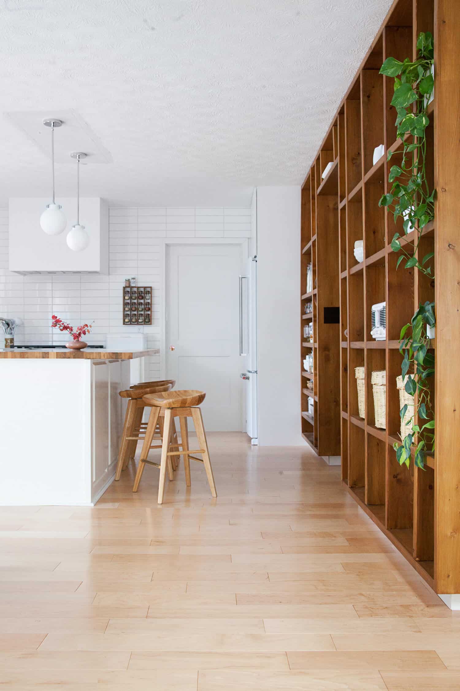 Simple Wood Shelves Open Design For Kitchen