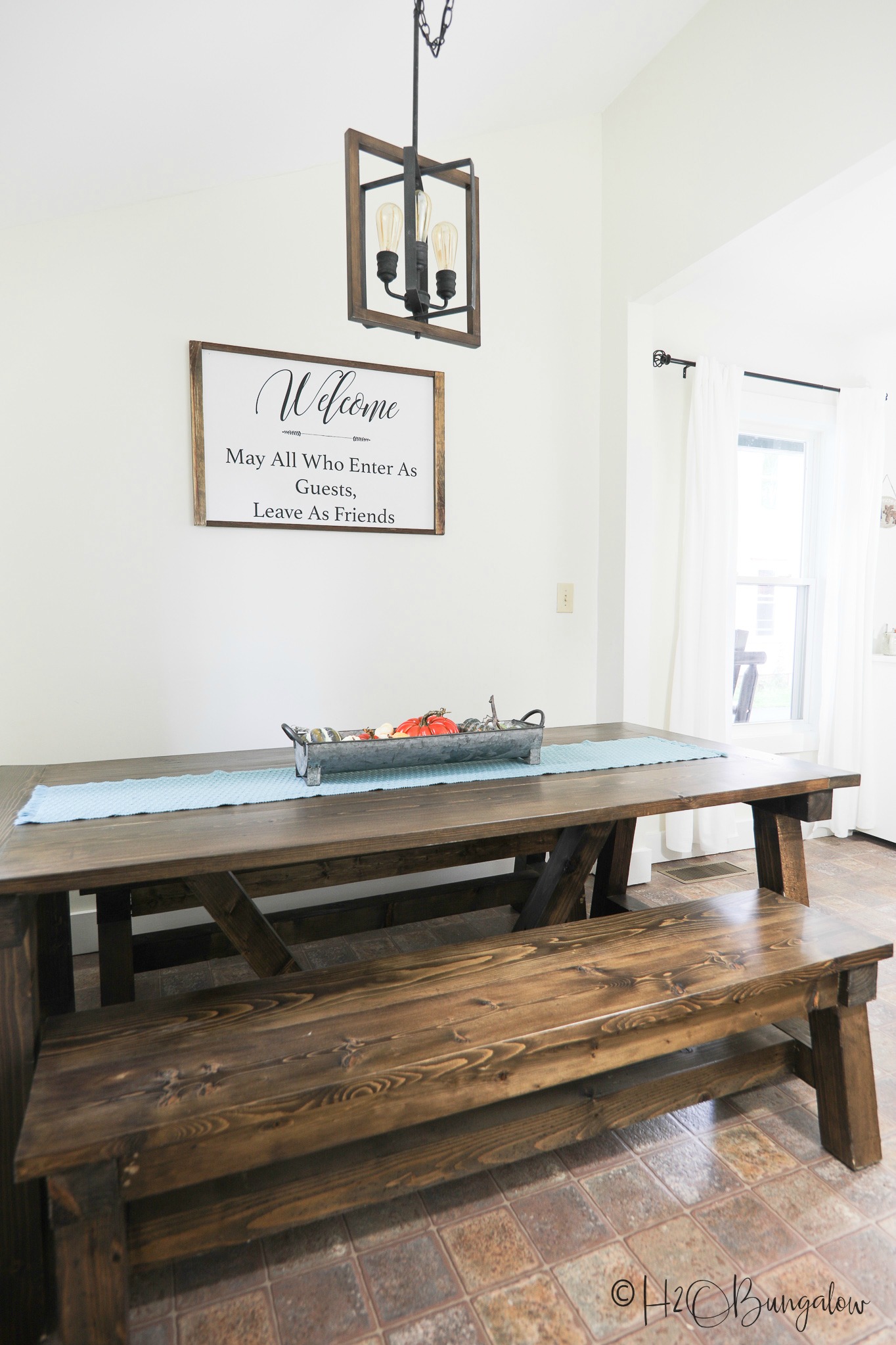 Diy farmhouse table online and bench