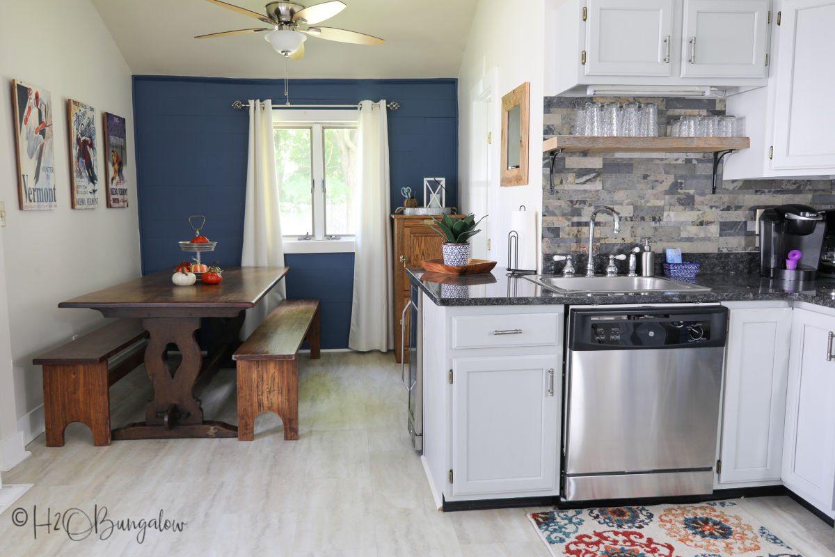 DIY open kitchen shelves for drinking glasses