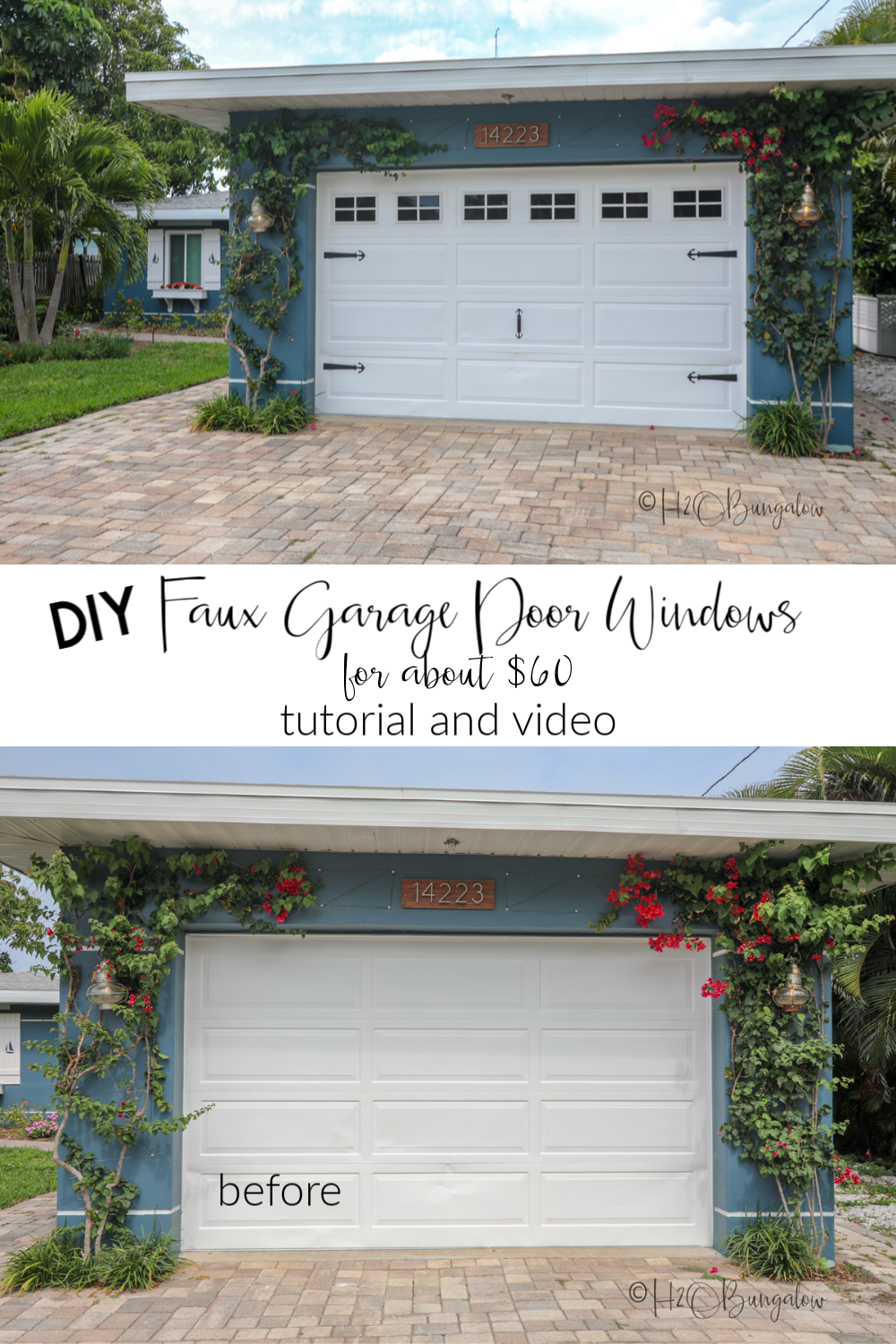 How To Make Faux Garage Door Windows H2obungalow