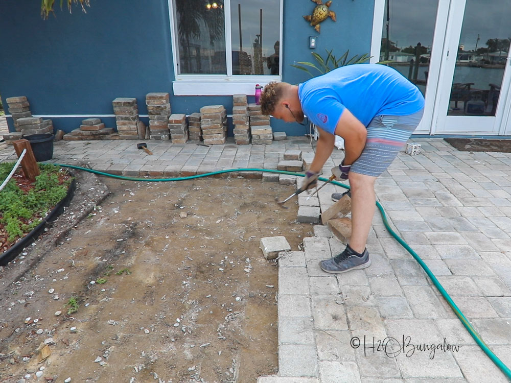 pulling pavers up for new landscape bed